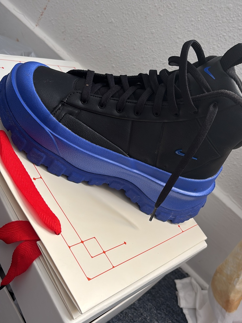 Black Platform Sneaker with Blue Gradient Sole